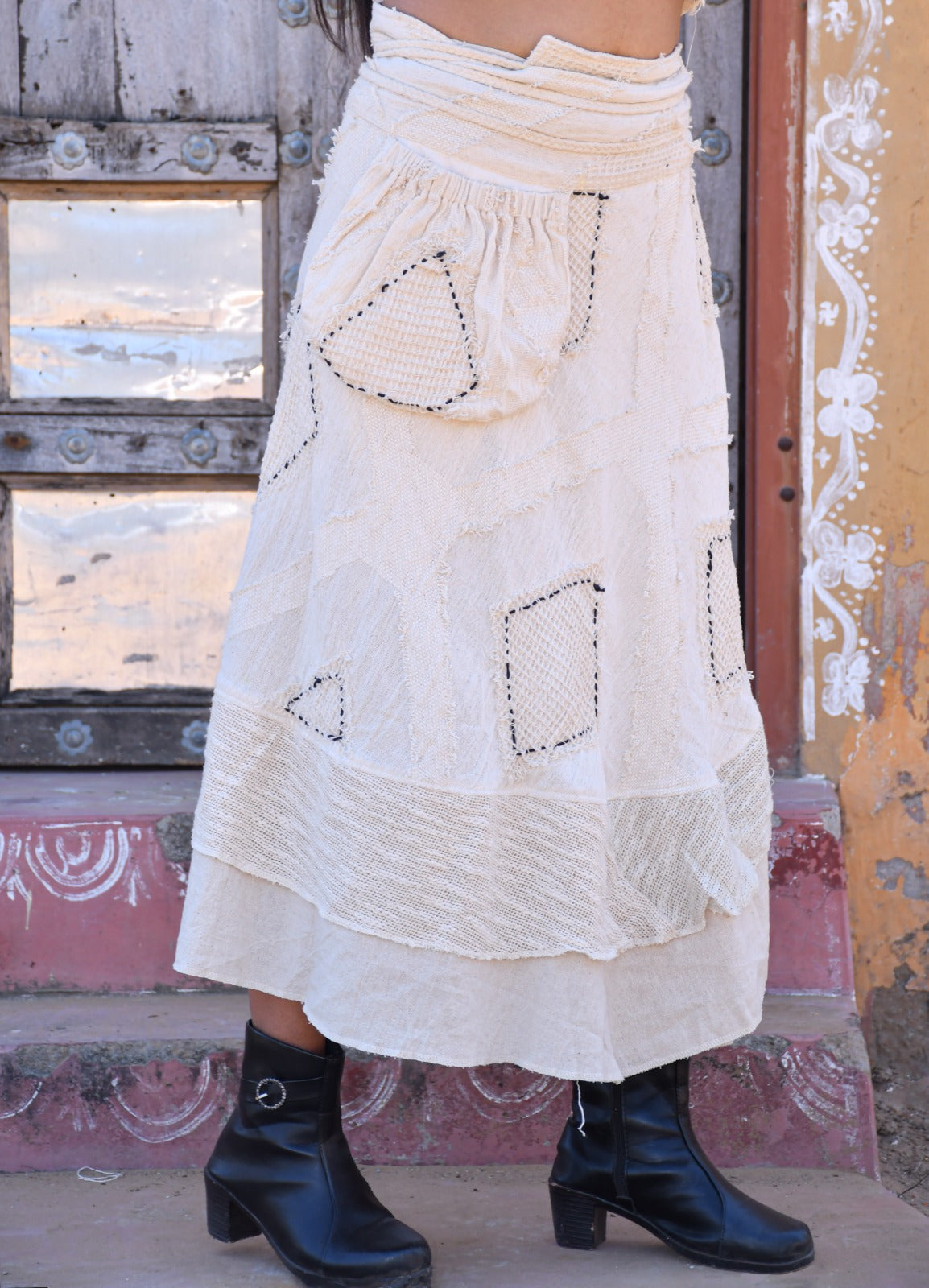 Desert Dori Women’s Cotton Wrap Around Skirt with Thread Work