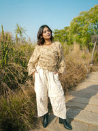 Desert Dori Raja Tie Wrap Top – Patch Work Jute Top with Bell Sleeves