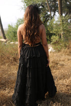 Desert Dori Women’s Black Long Flared Cotton Maxi Dress