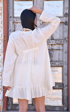Desert Dori Women’s White Cotton Frilled Top