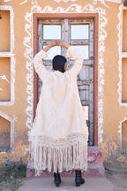 Desert Dori Women’s Cotton Tasseled Kimono Cover-Up with Lace Detailing