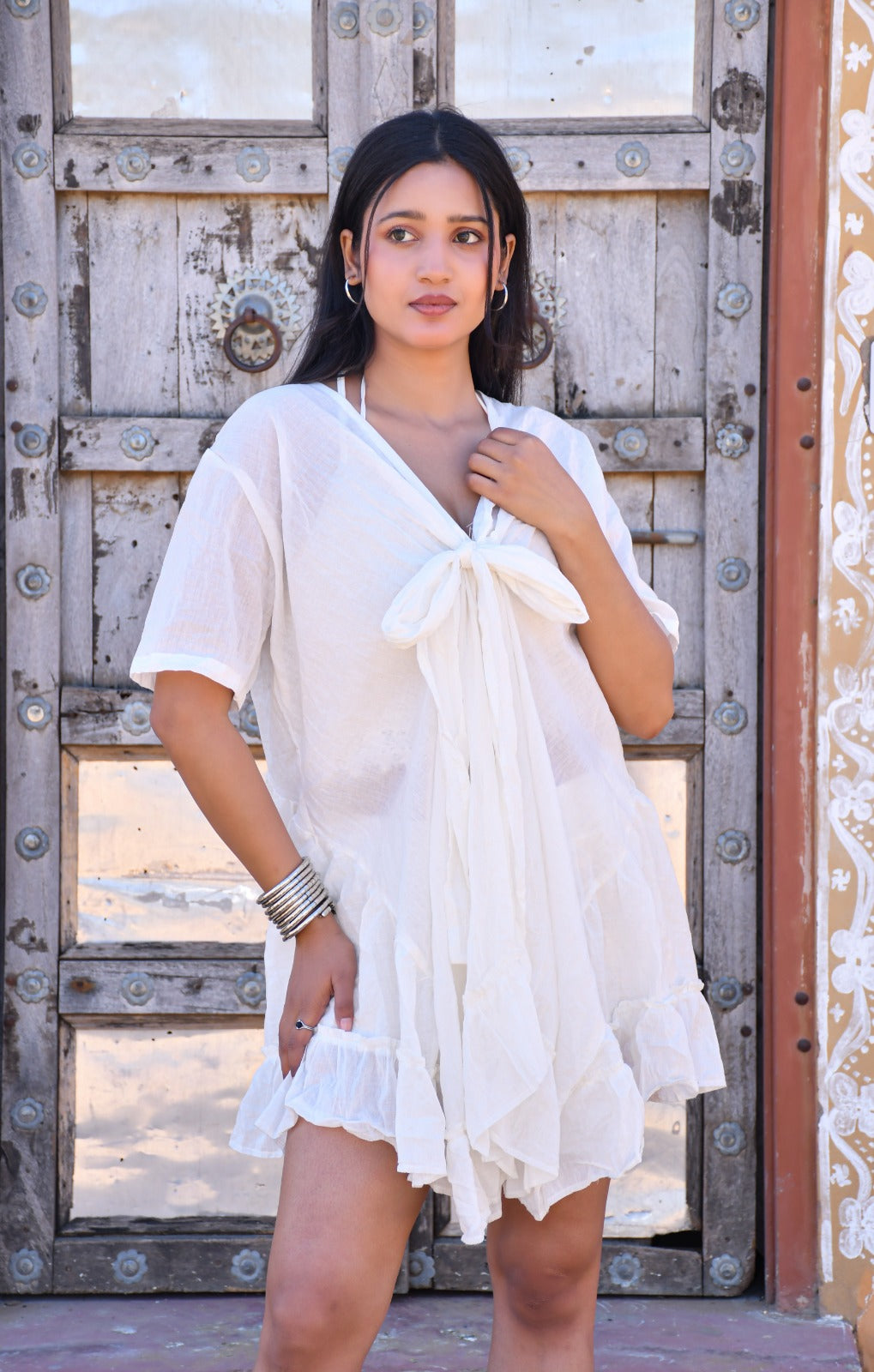 Desert Dori Women’s Tie Front Cotton One Piece Dress