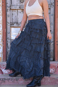 Desert Dori Women’s Black Ruffle Cotton Long Skirt