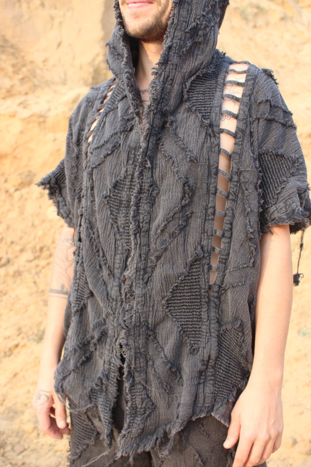 Desert Dori Men’s Cut Work Brushed Cotton Kimono