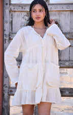 Desert Dori Women’s White Cotton Frilled Top
