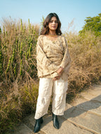 Desert Dori Raja Tie Wrap Top – Patch Work Jute Top with Bell Sleeves
