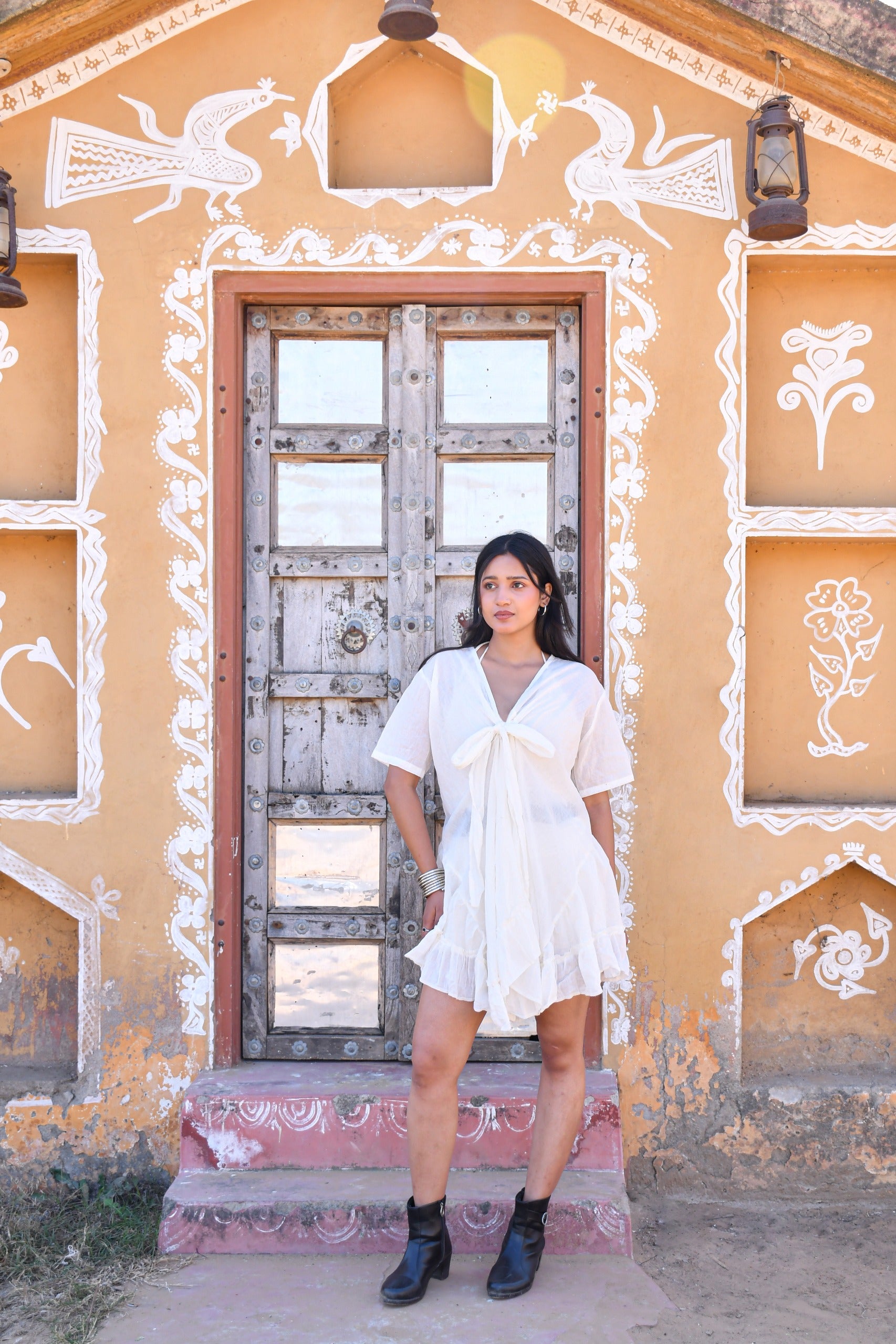 Desert Dori Women’s Tie Front Cotton One Piece Dress