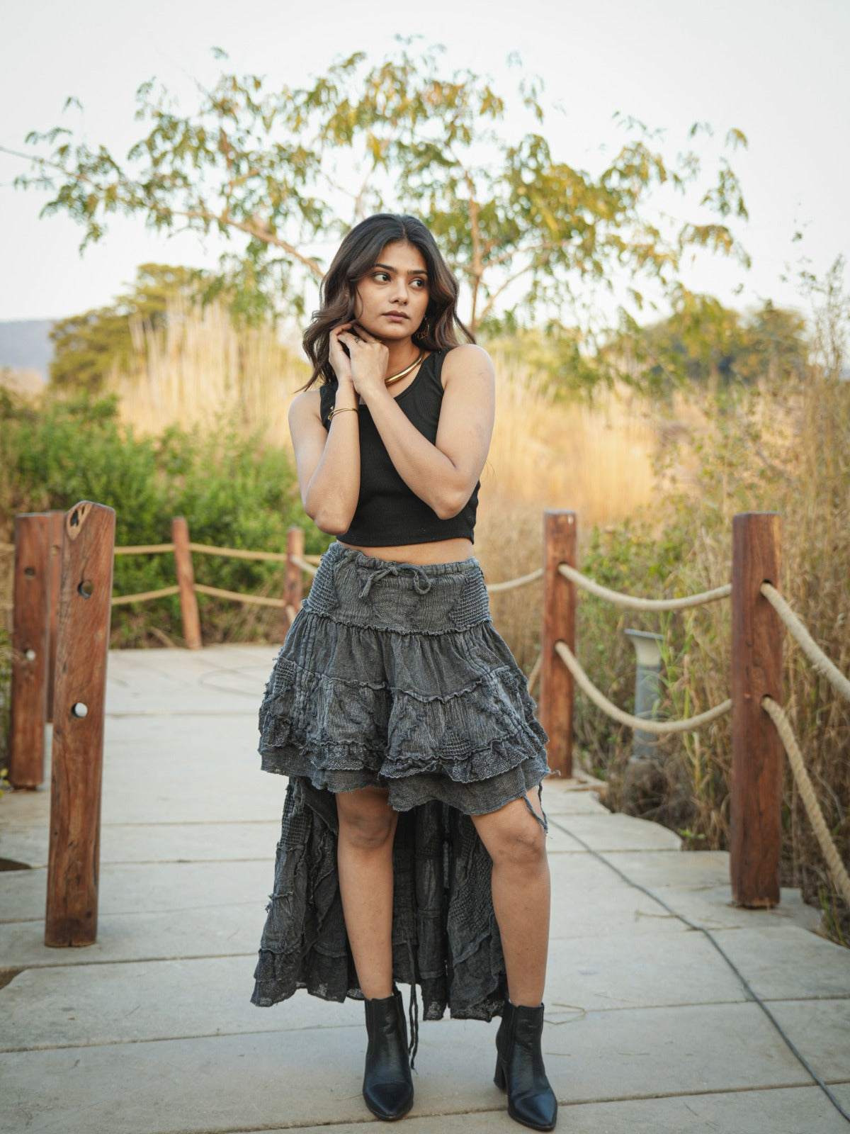 Desert Dori Women’s Cotton Frill Skirt – Up & Down Pattern
