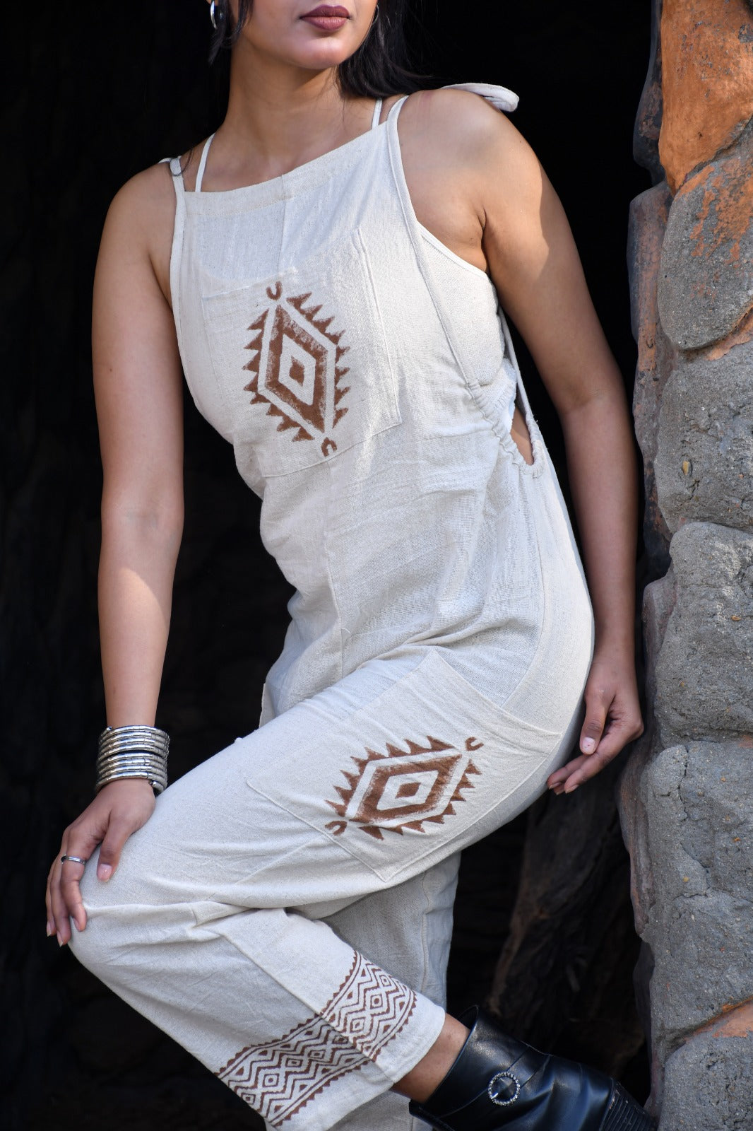 Desert Dori Women’s Block Print Strap Jumpsuit