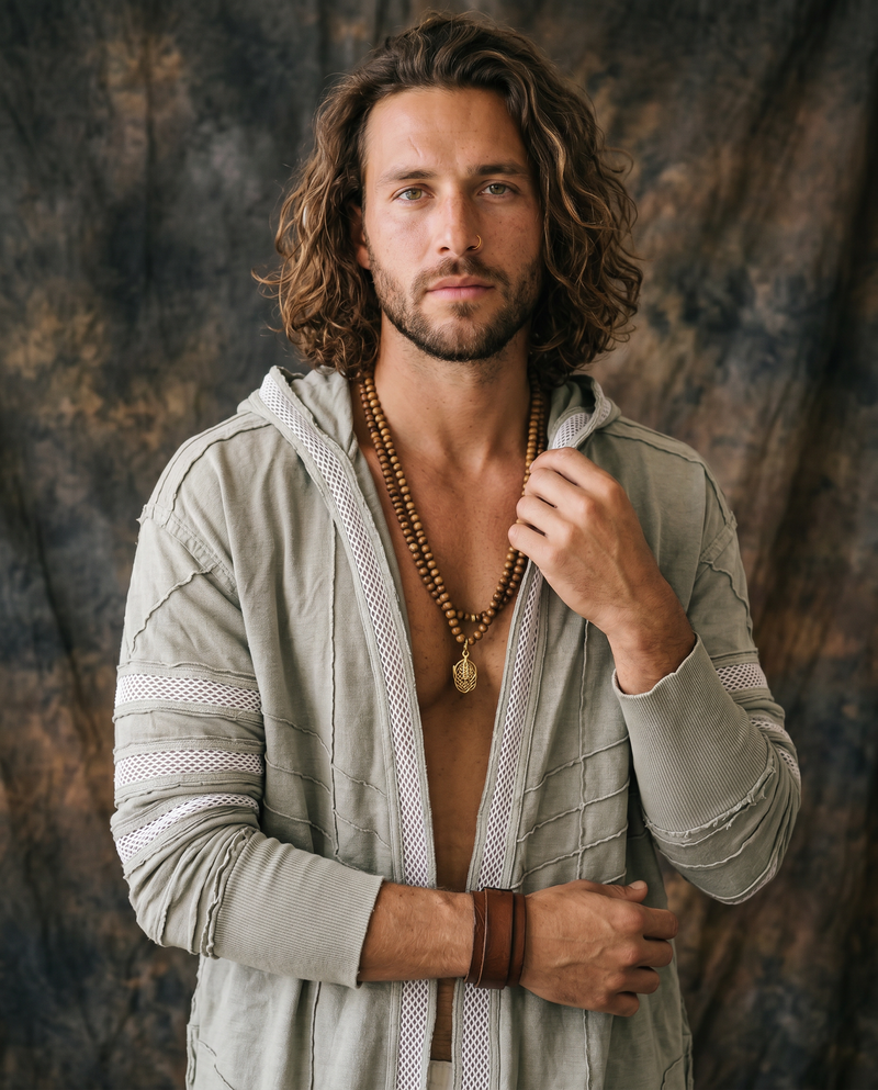 Unisex Hooded Off Shoulder Cotton Jacket | Boho Open Front Cardigan | Free Size Festival Wrap desert dori
