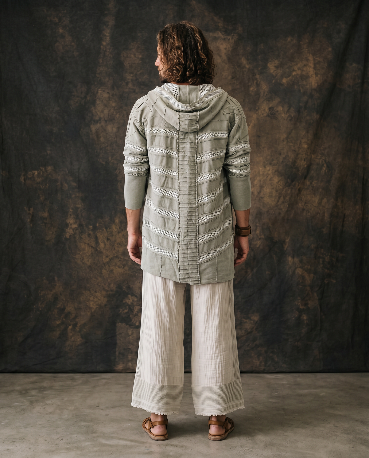 Unisex Hooded Off Shoulder Cotton Jacket | Boho Open Front Cardigan | Free Size Festival Wrap desert dori