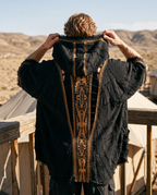 Unisex Hooded Cotton Kimono Jacket, Boho Festival Wear, Oversized Cloak
