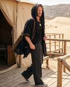 Unisex Hooded Cotton Kimono Jacket, Boho Festival Wear, Oversized Cloak