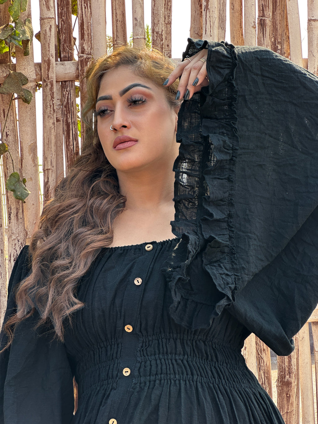 Black Ruffle Co-Ord Set for Women