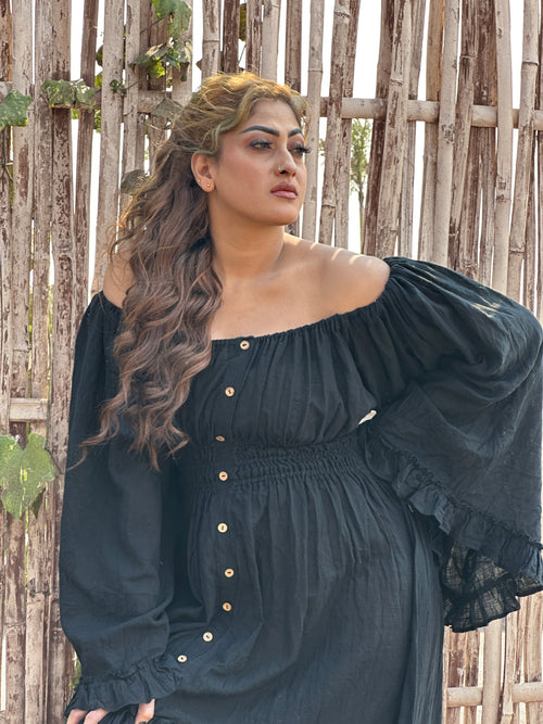 Black Ruffle Co-Ord Set for Women