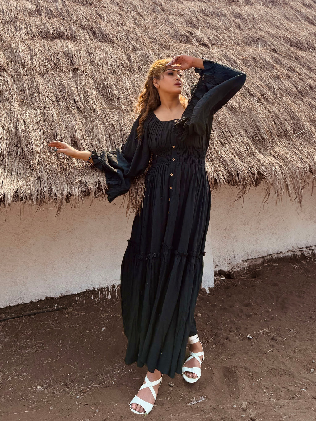 Black Ruffle Co-Ord Set for Women