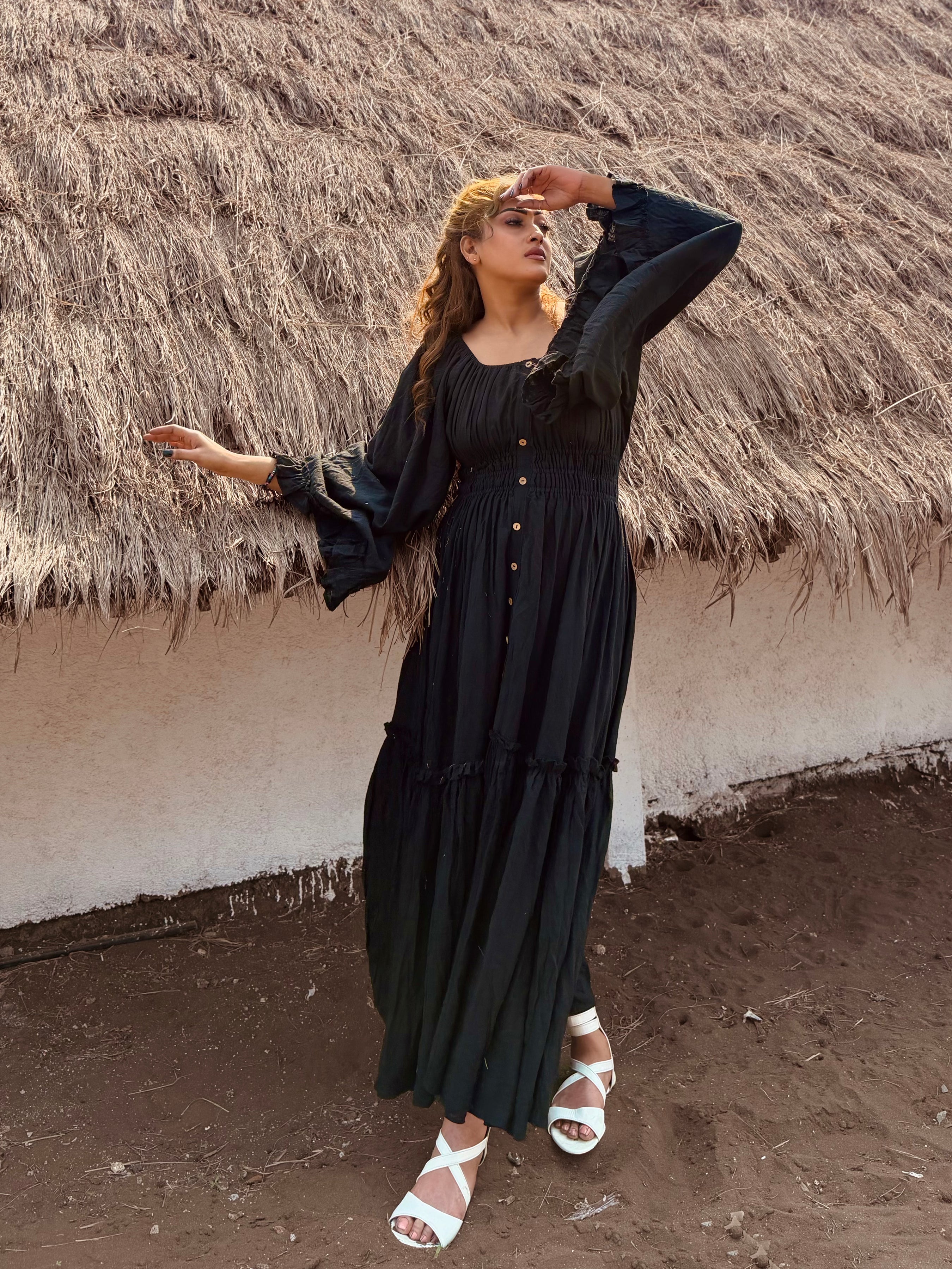 Black Ruffle Co-Ord Set for Women