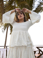 White Tiered Maxi Dress for Women by desert dori