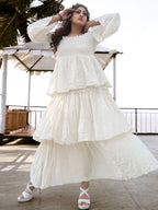 White Tiered Maxi Dress for Women by desert dori