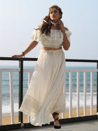 White Off Shoulder Co-Ord Set for Women