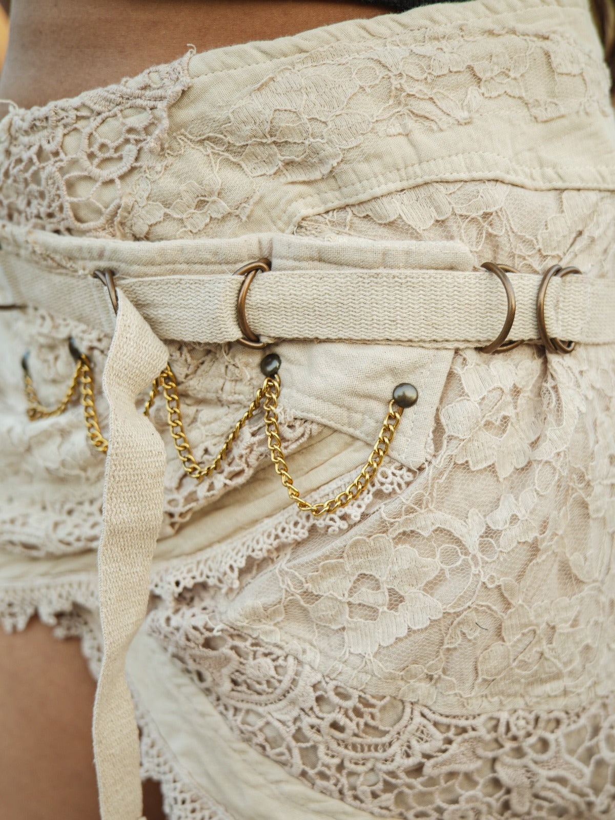 Desert Dori Mini Skirt with Metallic Chain Detail