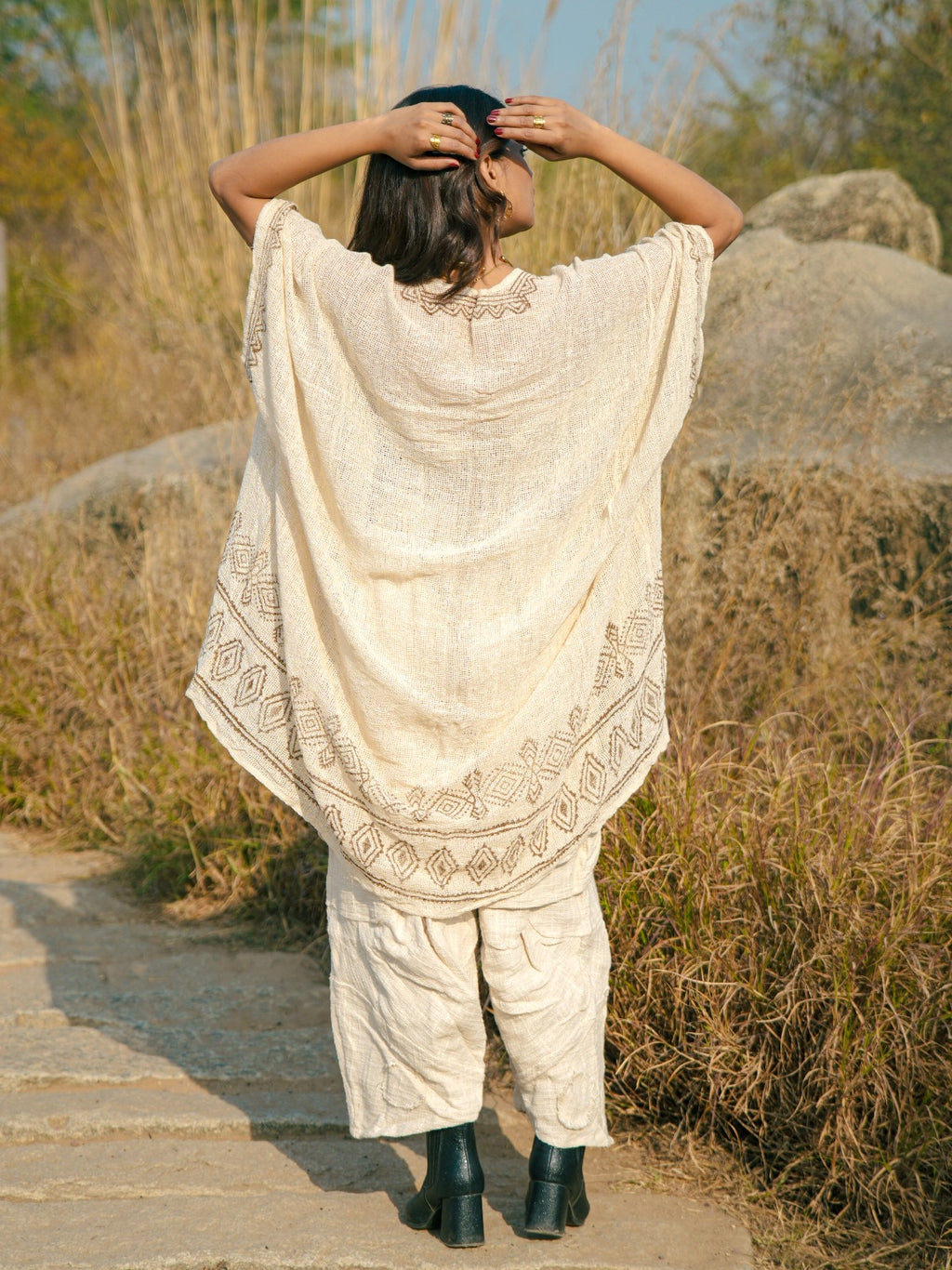 Desert Dori Unisex Block Print Cotton Kimono