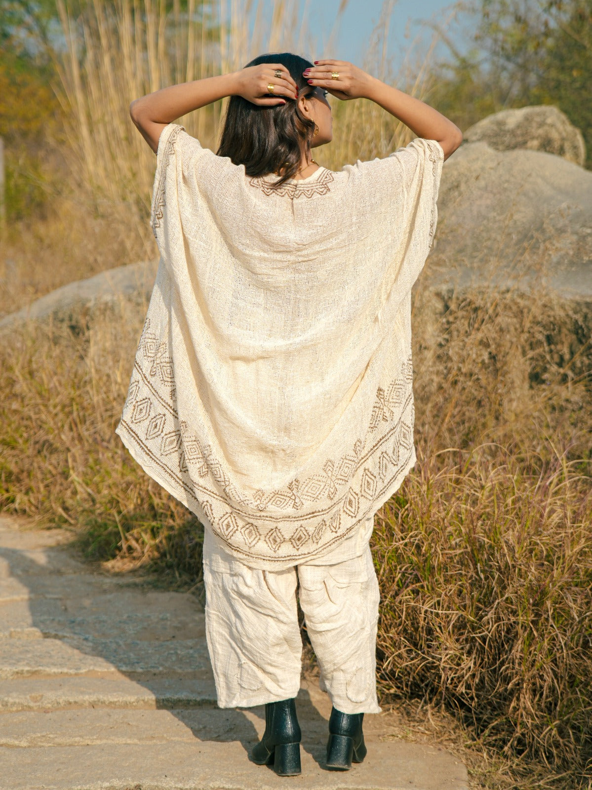 Desert Dori Unisex Block Print Cotton Kimono