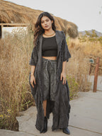 Unisex Hooded Cotton Kimono Robe | Tribal Patchwork Festival Cover Up