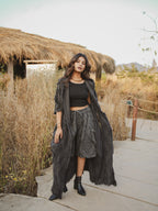 Unisex Hooded Cotton Kimono Robe | Tribal Patchwork Festival Cover Up
