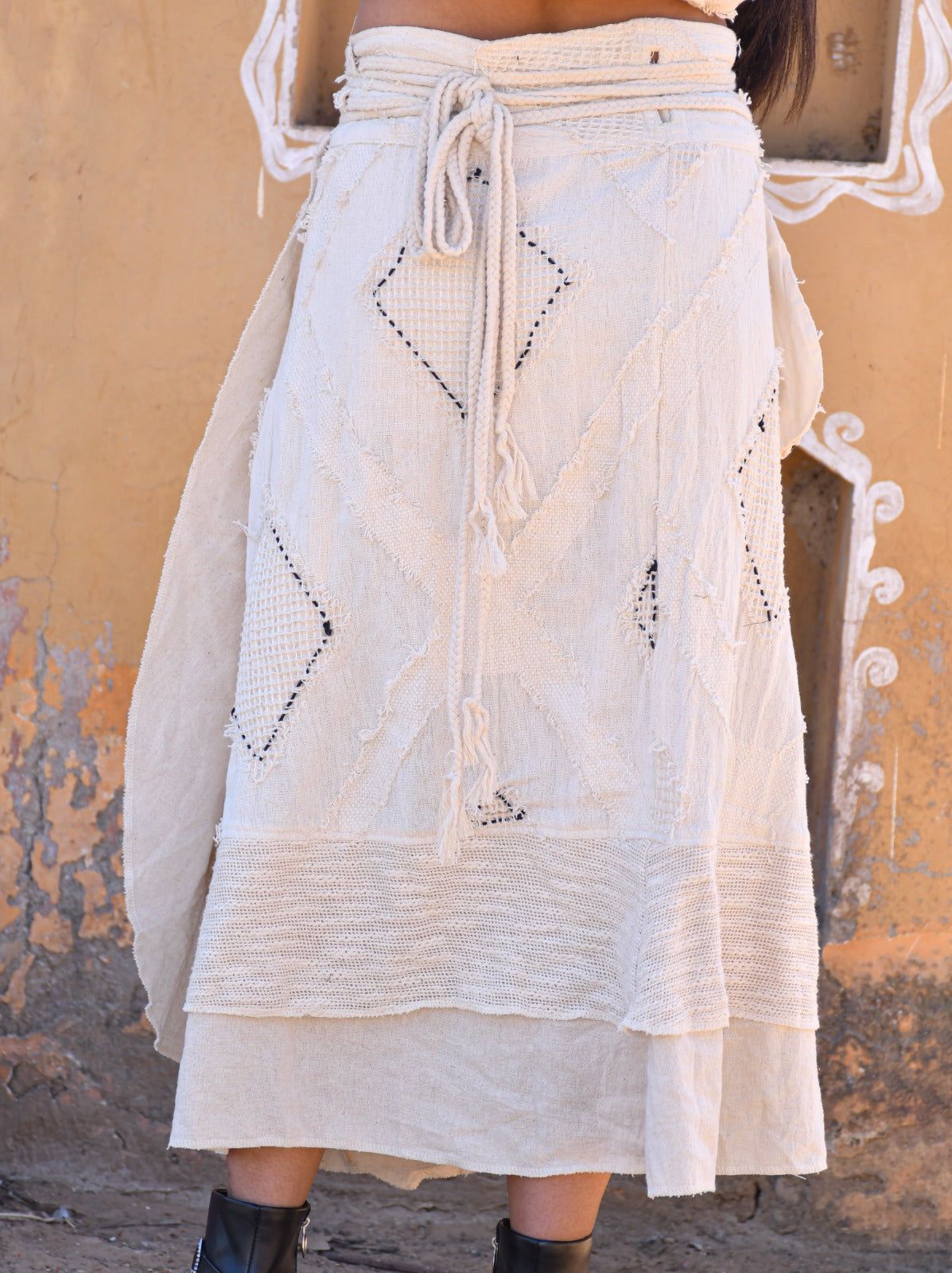 Desert Dori Women’s Cotton Wrap Around Skirt with Thread Work