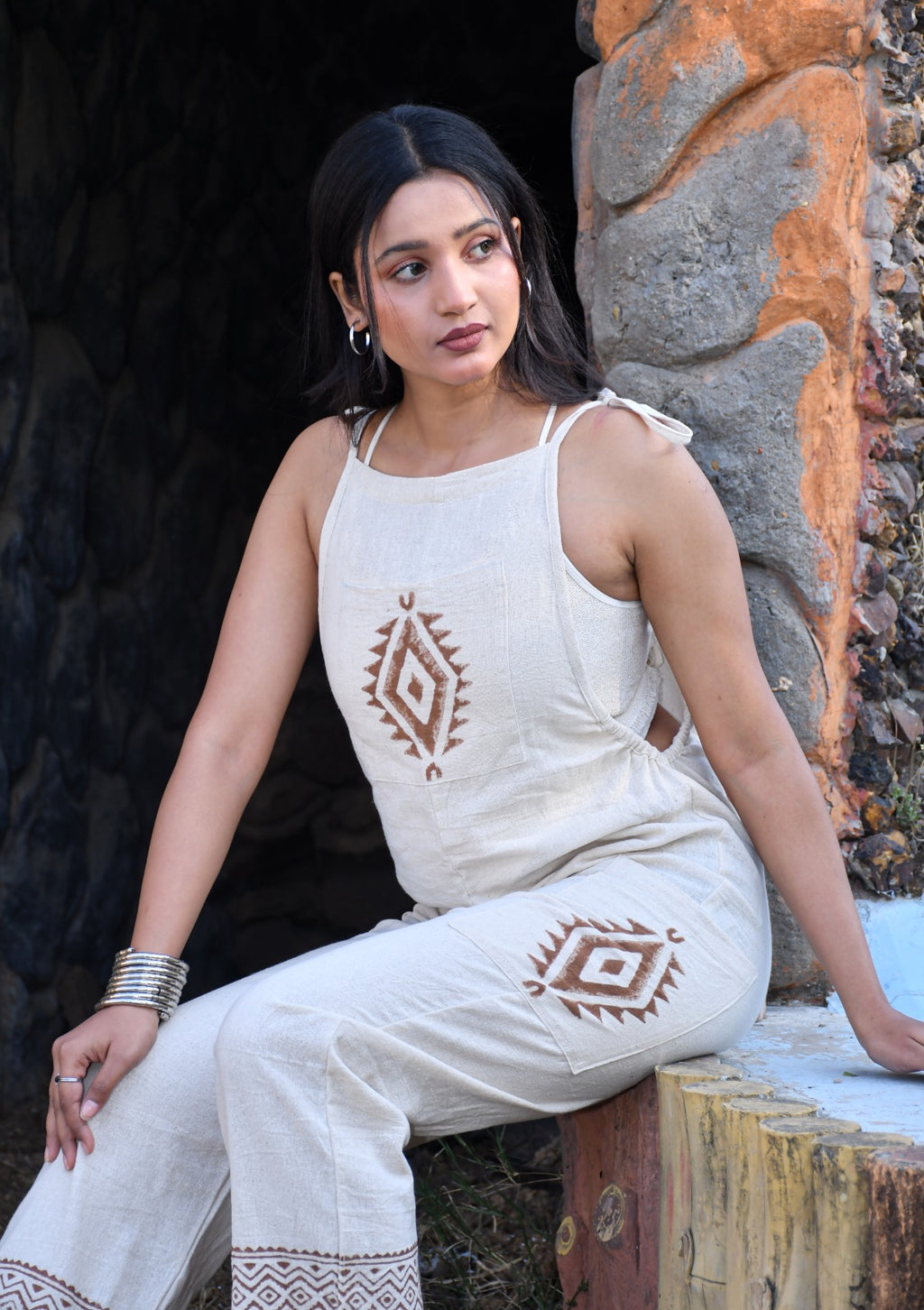 Desert Dori Women’s Block Print Strap Jumpsuit