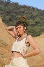 Desert Dori Cut Work Cotton Crop Top – Natural Boho Style