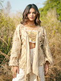 Desert Dori Raja Tie Wrap Top – Patch Work Jute Top with Bell Sleeves