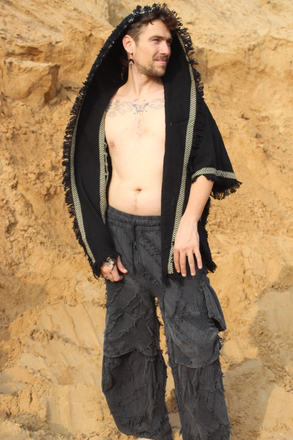 Desert Dori Men’s Cotton Jacquard Short Kimono Jacket