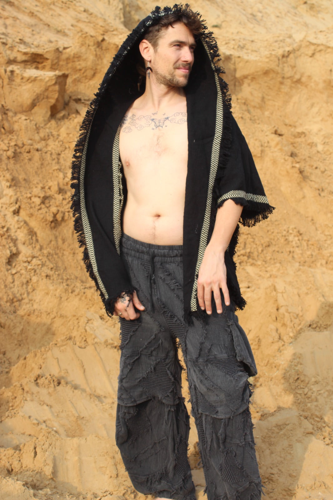 Desert Dori Men’s Cotton Jacquard Short Kimono Jacket