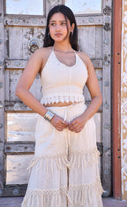 Desert Dori Women’s Cotton Crop Top with Lace Detailing