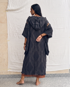 Handmade Cotton Hooded Kimono Robe, Boho Tribal Festival Wear (Unisex)