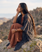 Handmade Cotton Hooded Kimono Robe, Boho Tribal Festival Wear (Unisex)